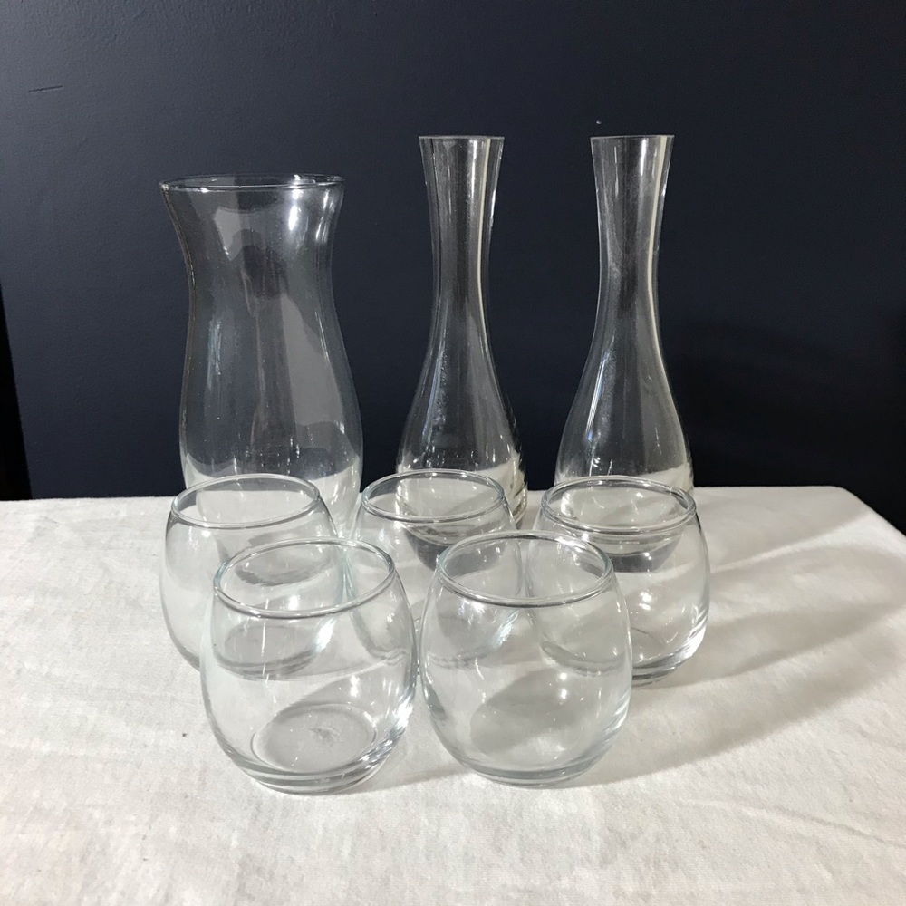 Wedding Glass candle holder and vase set